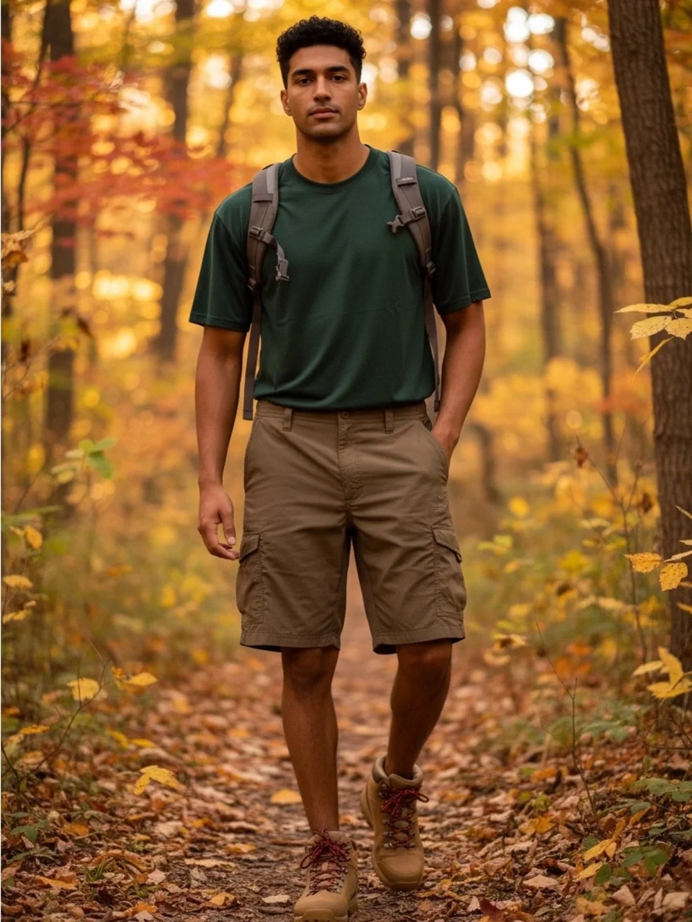 L.L.BEAN CARGO ATHLETIC SHORTS HIKING OUTDOOR UTILITY SHORTS SIZE LARGE BROWN